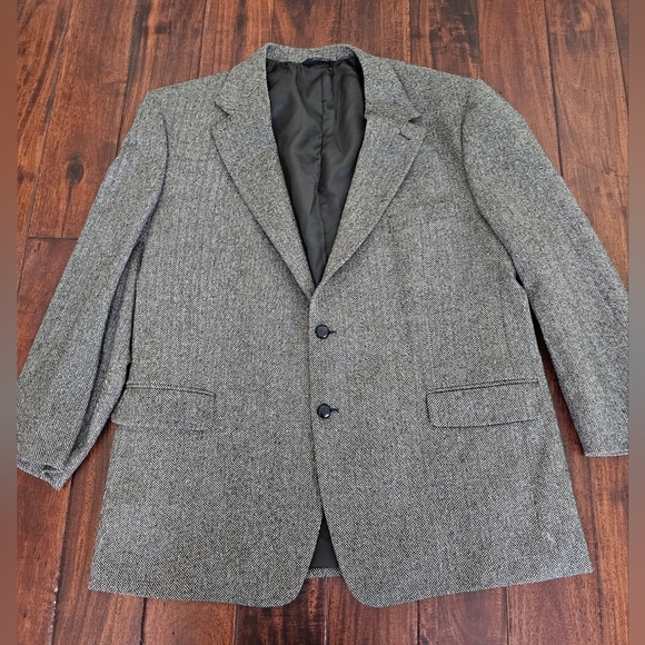 Brooks Brothers gray herringbone wool blazer coat size 46R